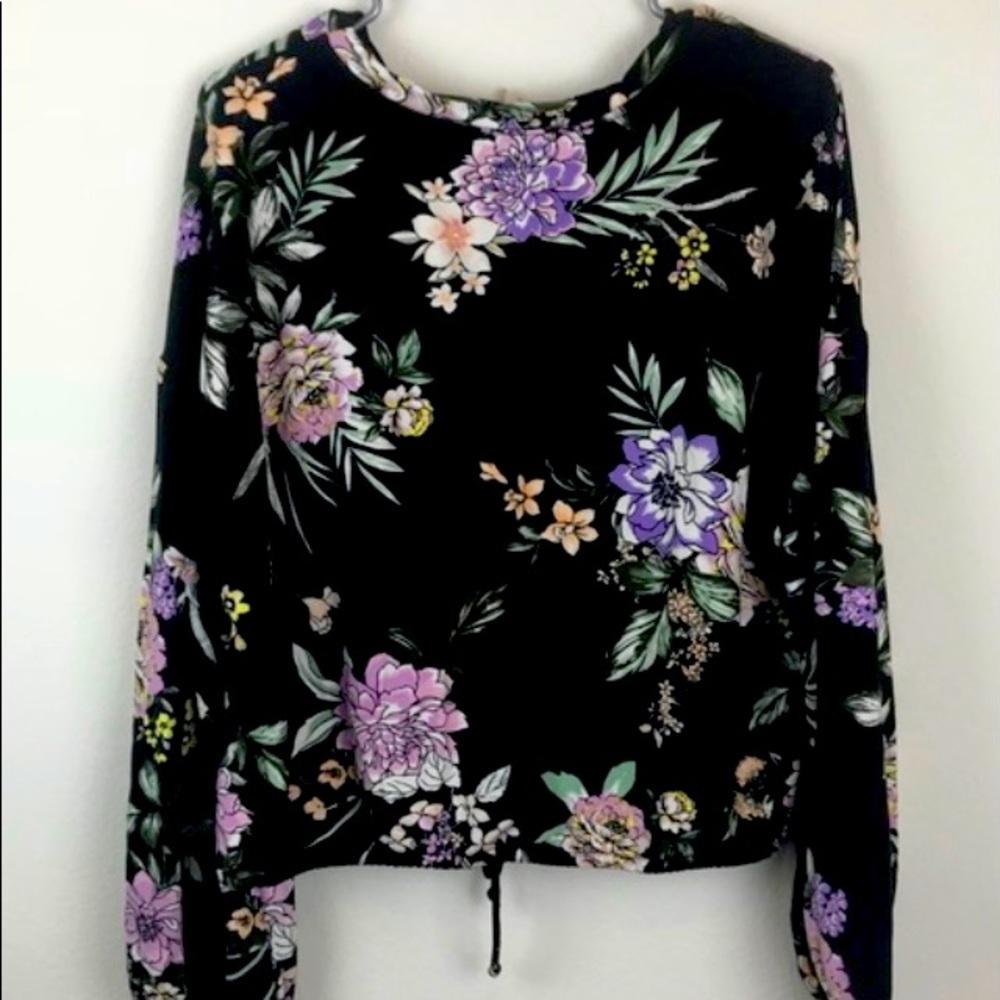 Black floral soft new sweater